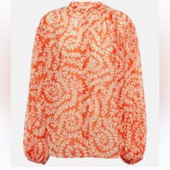 Diane Von Furstenberg Tops - Diane Von Furstenberg Orange Cream Puff Sleeve Blouse